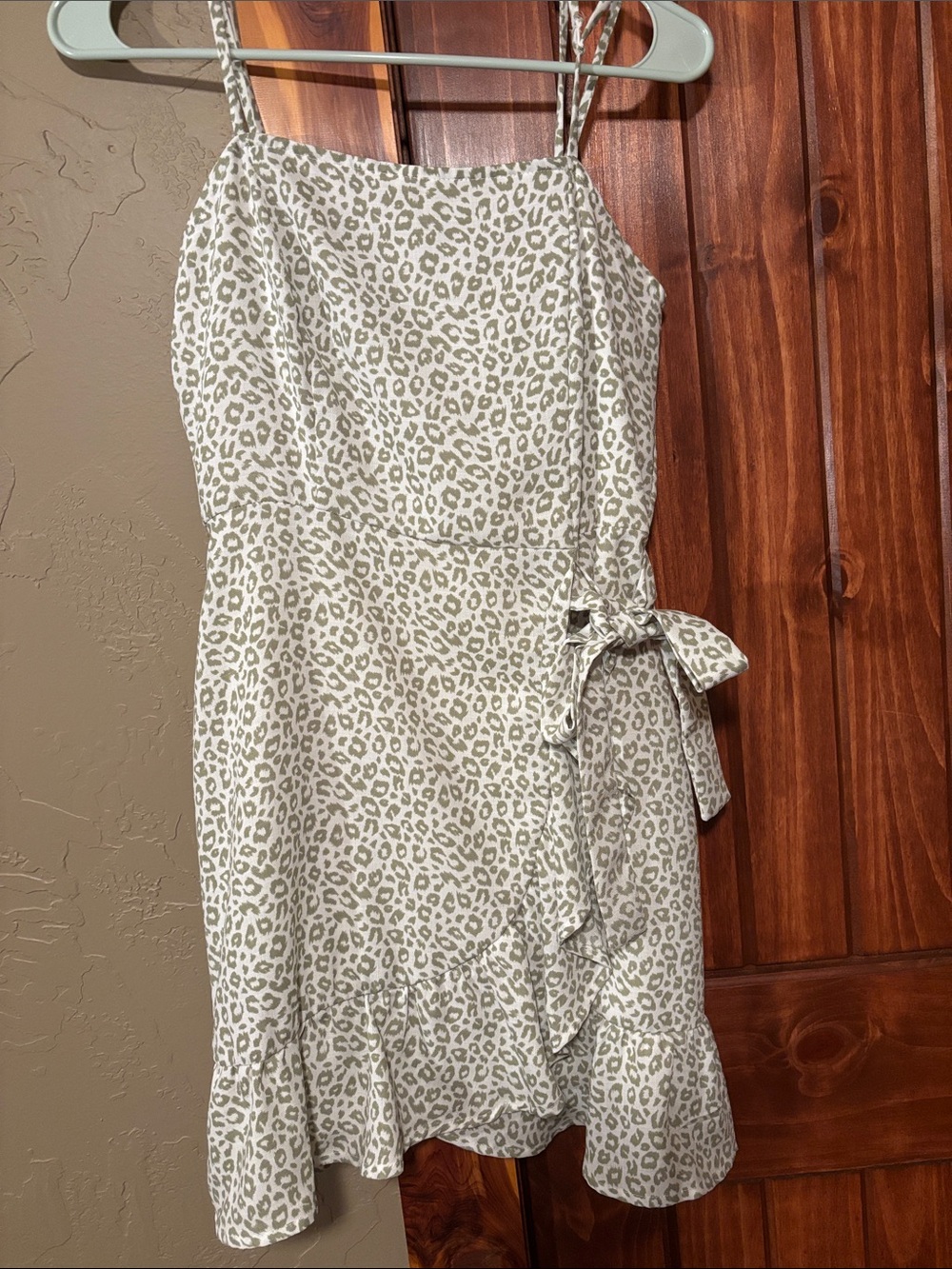 Altar'd State Cream & Taupe Leopard Print Tie-Waist Mini Dress